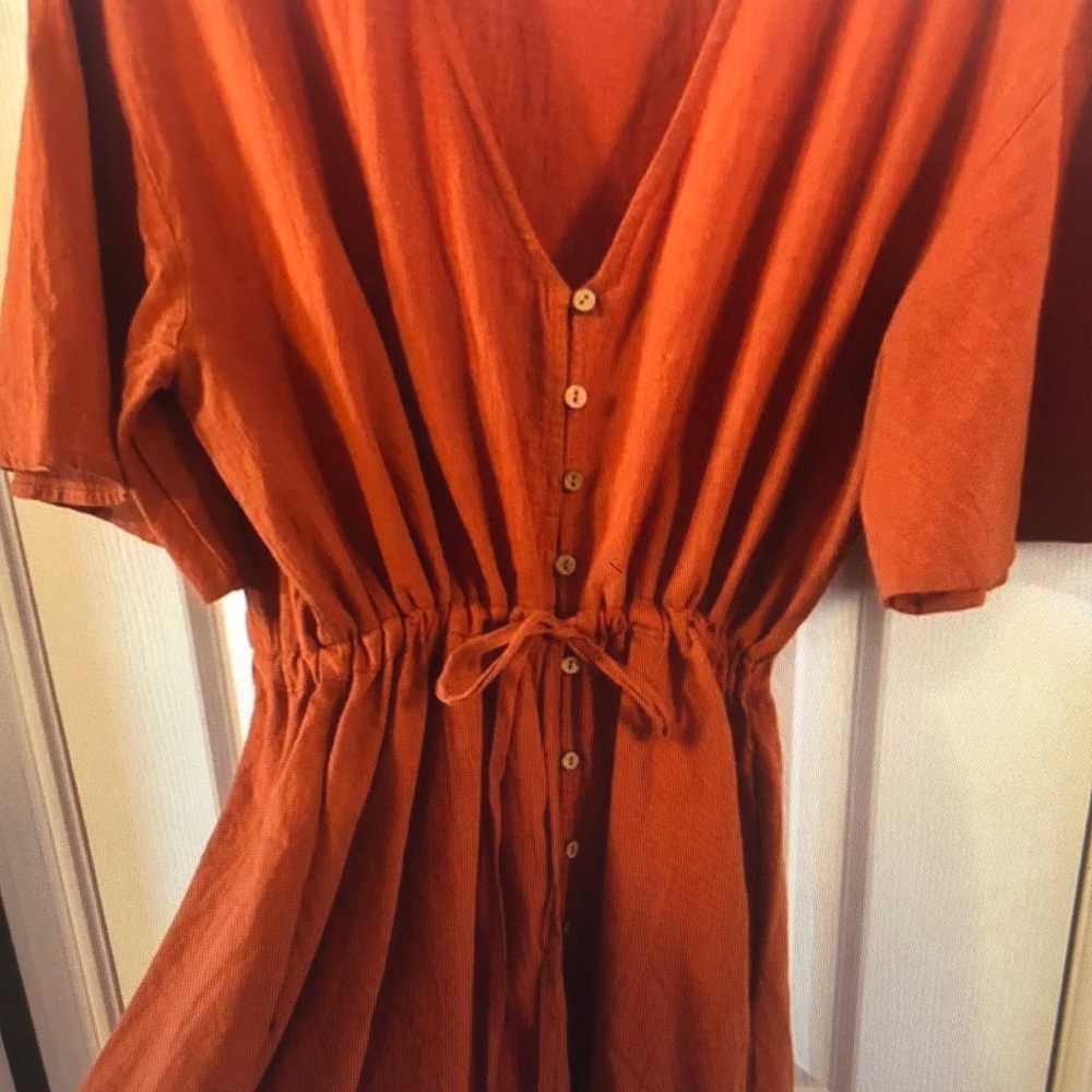 Wishlist Terracotta Midi Dress with Buttons